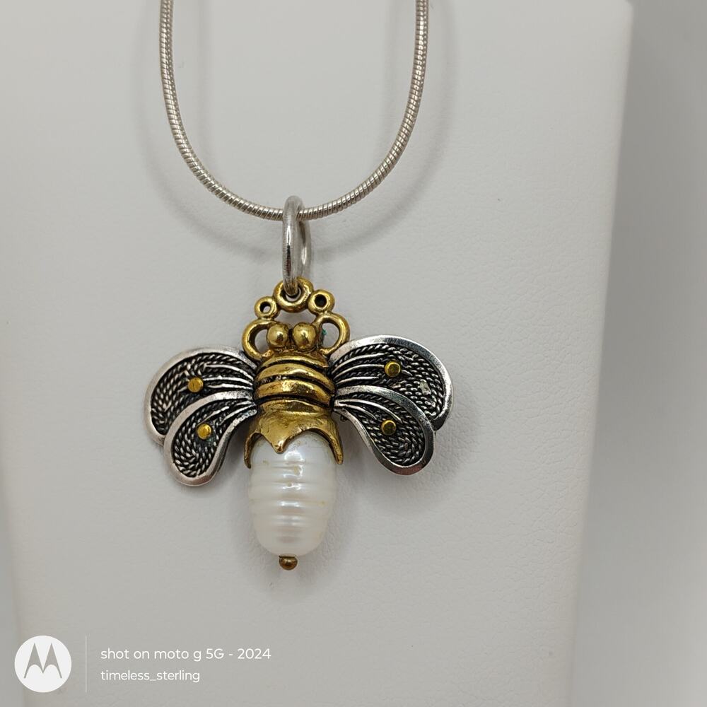 Waxing Poetic Bee Brave HoneyPearl Pendant Fresh Water Pearl on a 20-in Chain